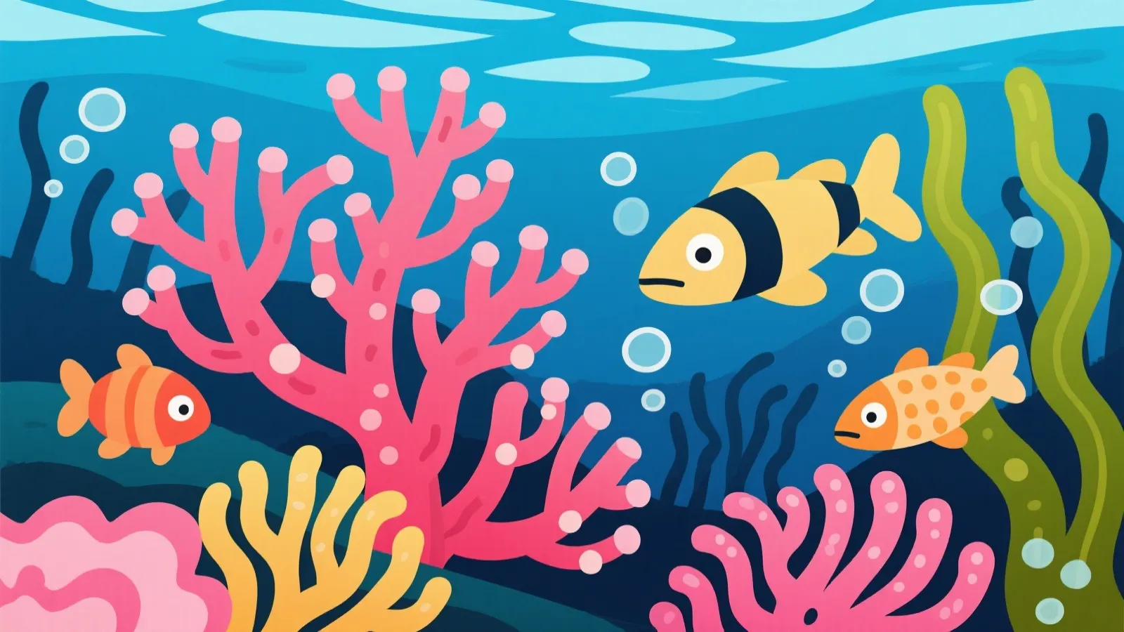 海底珊瑚与光影氛围的游戏主题插画